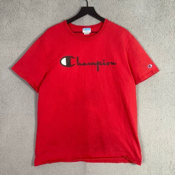Champion Heritage Graphic Spellout Tee Red Crew Neck Short‎ Sleeve Men's XL - Picture 4 of 8